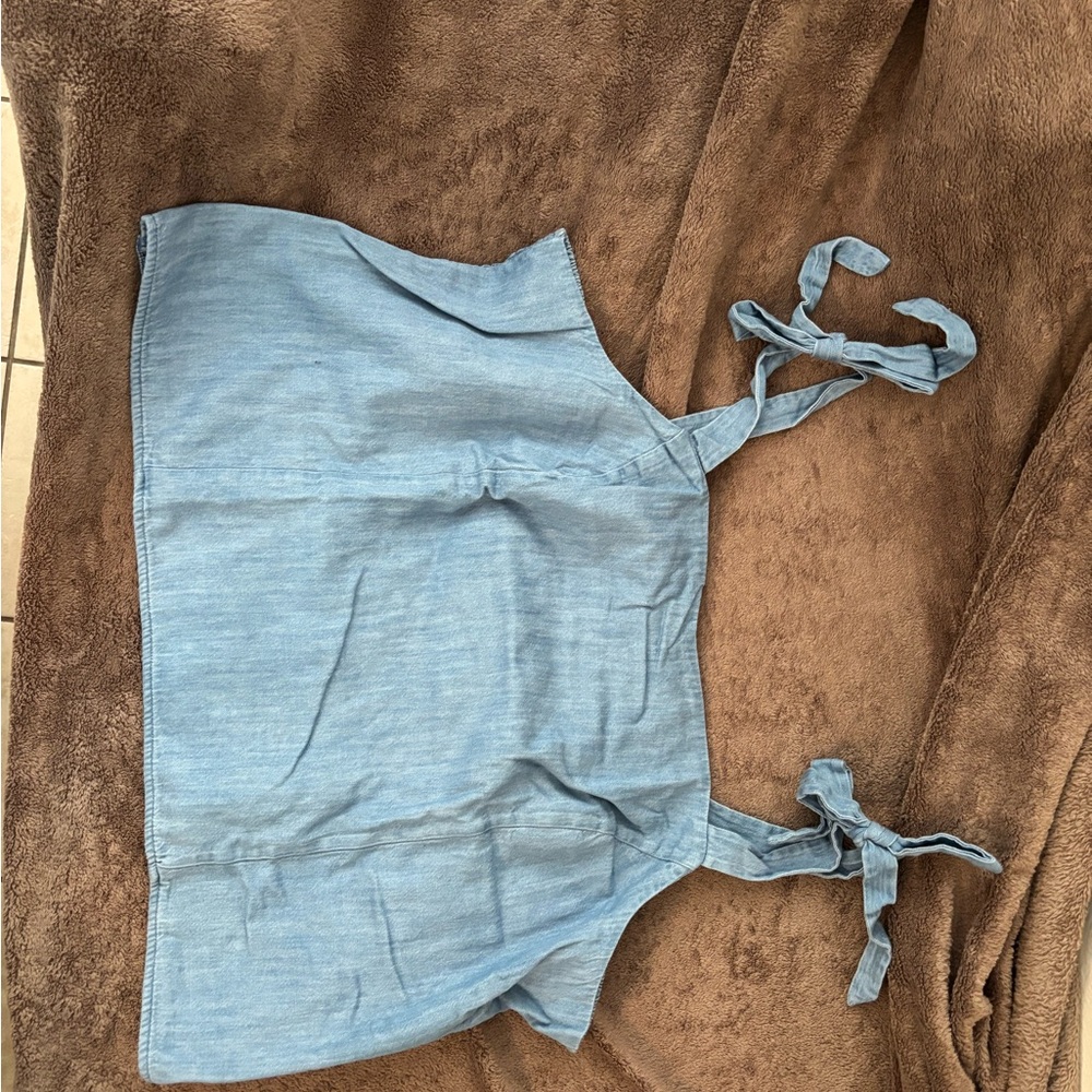 Blue Sleeveless Tie-Strap Top